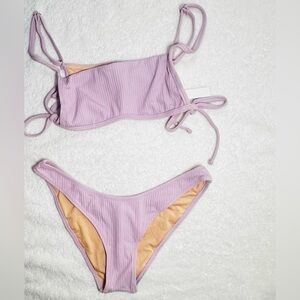 New MADEWELL Ribbed Wave Bikini Women’s Size XXS Light Purple Lavender Coord Set